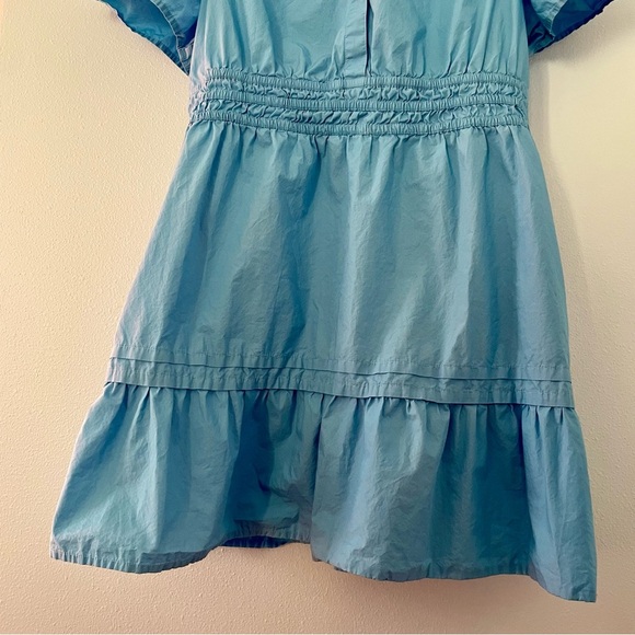 Quince 100% Organic Cotton Poplin Tiered Mini Dress blue size large - Picture 3 of 15